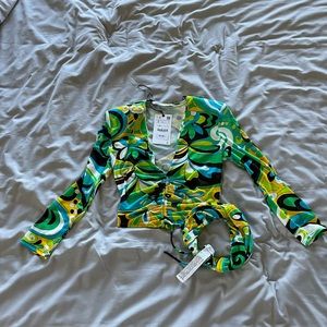 Zara funky multi colored top with matching headband